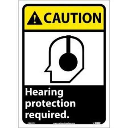 NATIONAL MARKER CO Graphic Signs - Caution Hearing Protection - Vinyl 10inW X 14inH CGA5PB